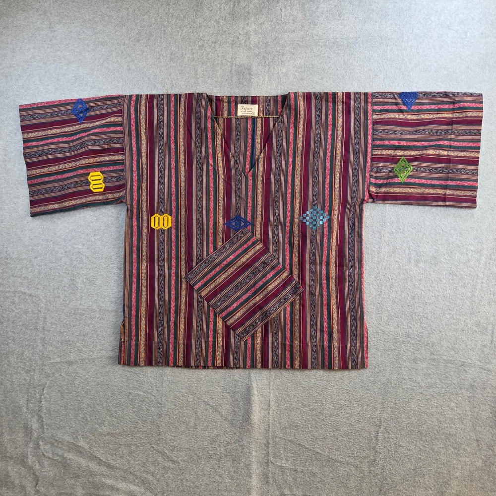 Fajecra Tunic Top Unisex Small Multicolor Striped Embroidered Cotton Ghana
